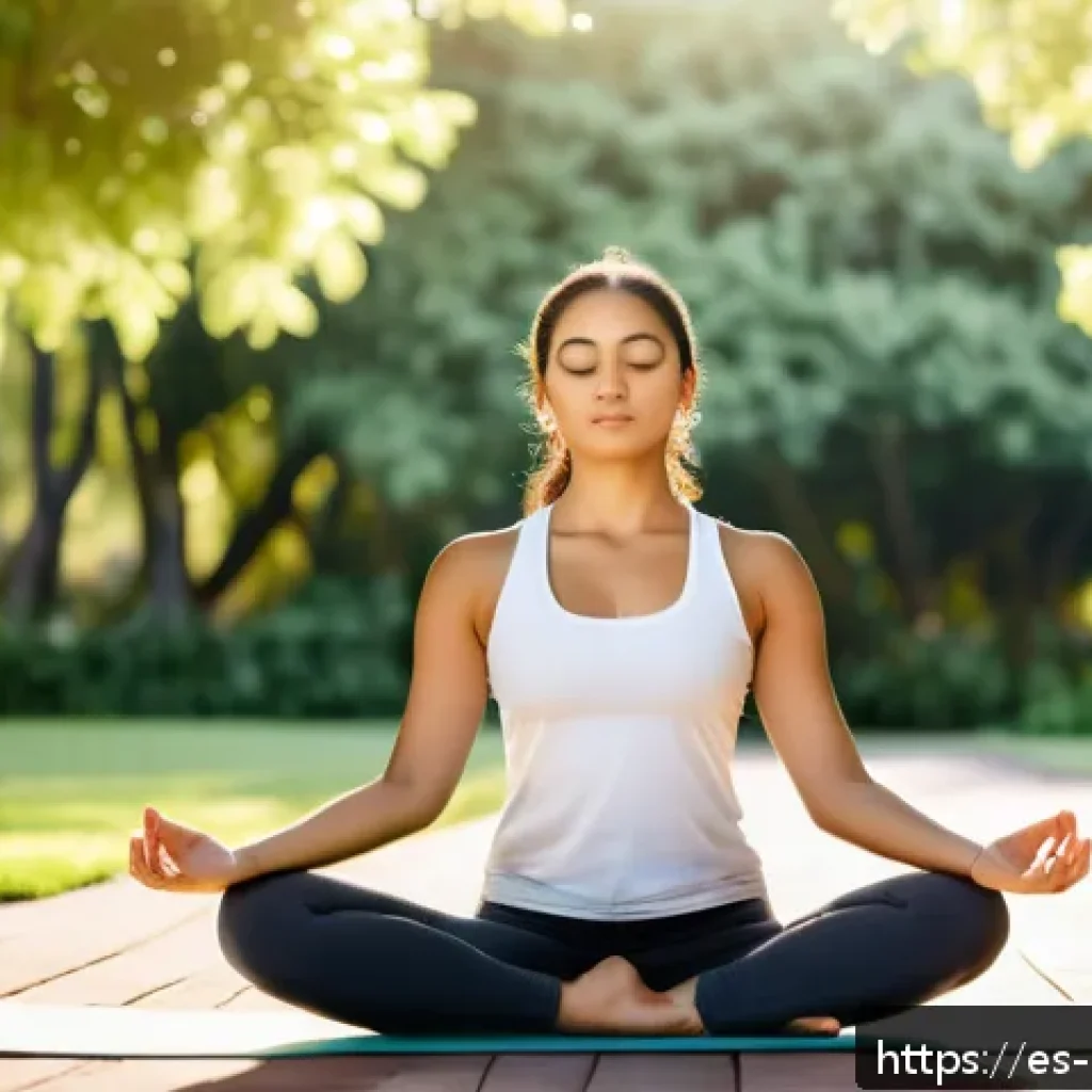 자기 돌봄의 효과적인 평가 방법 - A serene young Hispanic woman practicing yoga outdoors in a sunny park setting, wearing comfortable ...